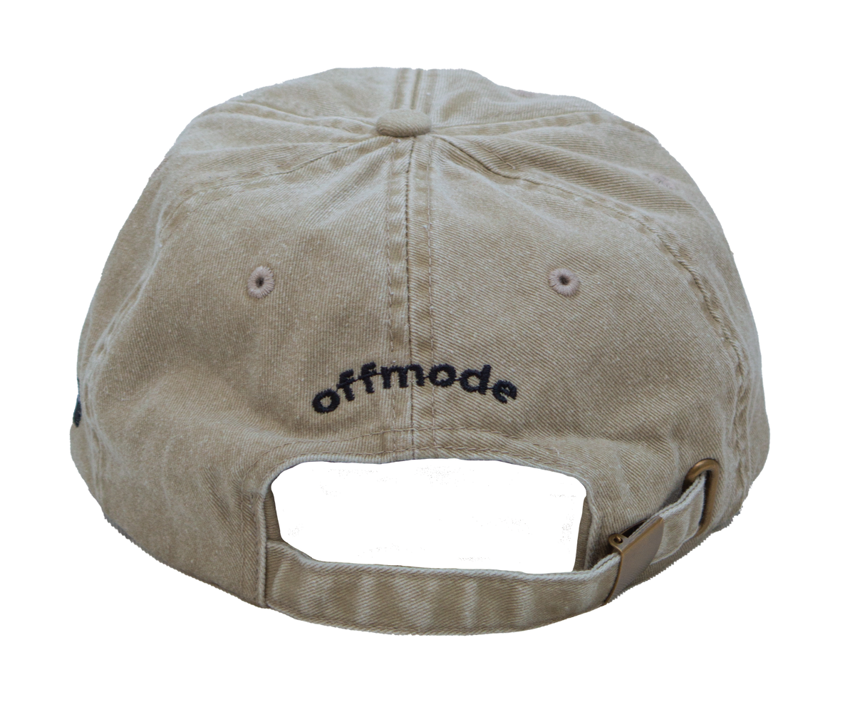 Cappello beige Offmode con logo ricamato e fibbia effetto ottone