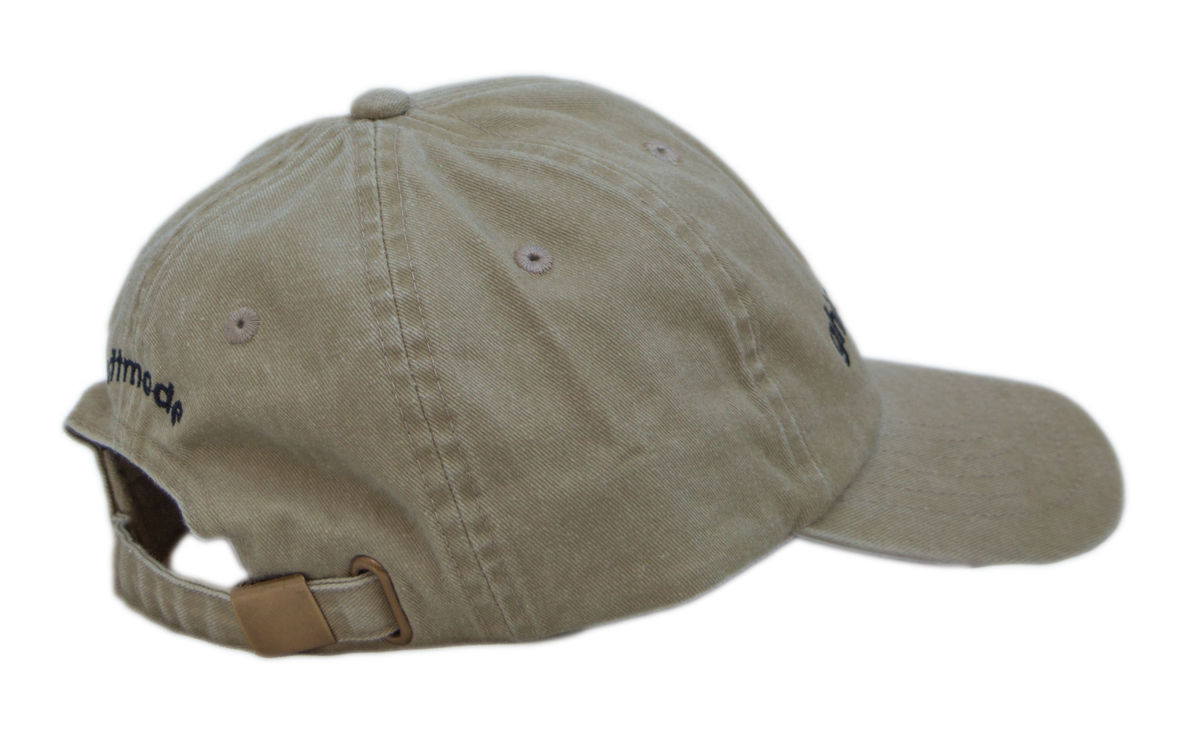 Cappello beige Offmode con logo ricamato e fibbia effetto ottone