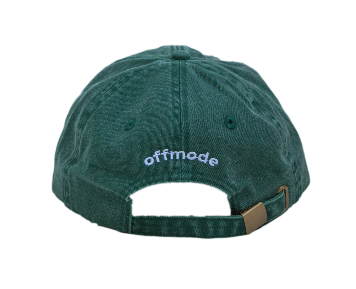 Cappello verde Offmode con logo ricamato e fibbia effetto ottone