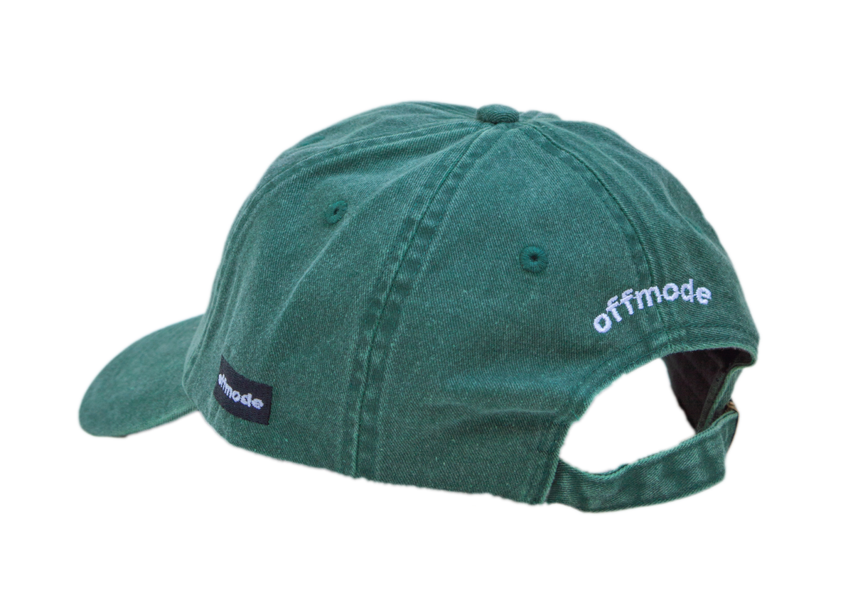 Cappello verde Offmode con logo ricamato e fibbia effetto ottone
