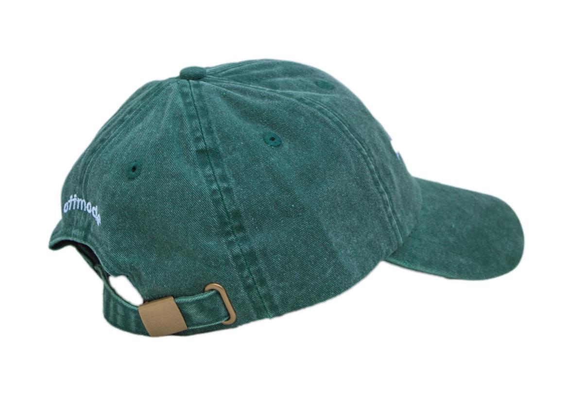 Cappello verde Offmode con logo ricamato e fibbia effetto ottone