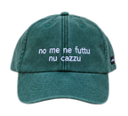 Cappello verde Offmode con la frase salentina "no me ne futtu nu cazzu" ricamata