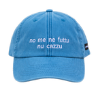 Cappello azzurro Offmode con la frase salentina "no me ne futtu nu cazzu" ricamata