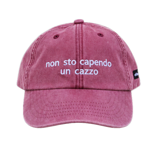 Cappello bordeaux Offmode con la frase "non sto capendo un cazzo" ricamata